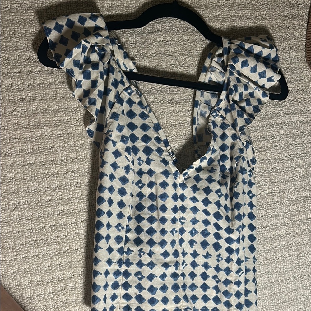 Madewell Blue and White Patterned Women's Top